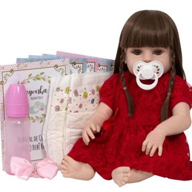 Imagem de Bebe Reborn Realista Grande Corpo Vinil Pode Banho + Itens - Cegonha R