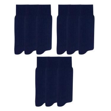 Imagem de Kit Com 9 Pares De Meias Social Mash Poliamida Longa Canelada, Único -