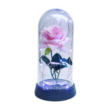 Imagem de Luminária A Rosa Encantada Salmão 20 Cm Base Preta Frio - Amor Lindo