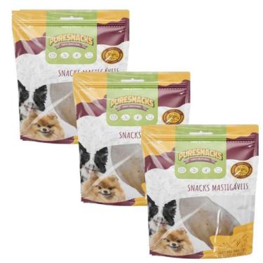 Imagem de Kit 3 Petisco Cachorro Orelha Bovina Snacks Puresnacks