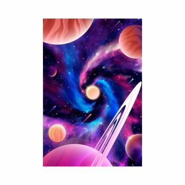 Imagem de Painel Festa Vertical em Tecido Casadinho Planetas e Estrelas no Espaç