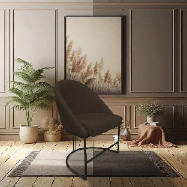 Imagem de Kit 06 Cadeiras Poltrona de Jantar Bela Suede Base Metálica Industrial