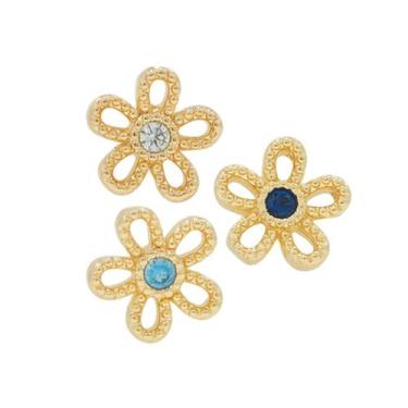 Imagem de Brinco Trio Kit 3 Pares Margarida Semi Joia Banhado Ouro 18k - Stella 