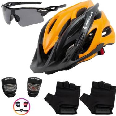 Imagem de Capacete Ciclismo Bike Mtb + Pisca + Óculos + Par De Luvas - Tsw / Abs