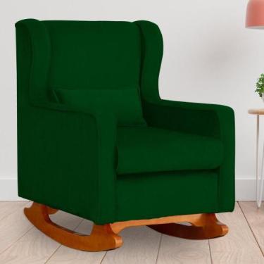 Imagem de Poltrona Amamentação Balanço Aurora Suede Verde - LM DECOR