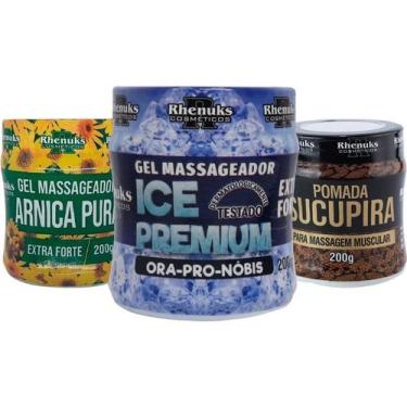 Imagem de Kit Gel Massageador Arnica Pura + Ice Premium + Sucupira - Rhenuks