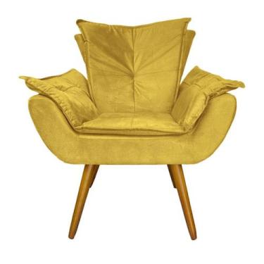 Imagem de Poltrona Decorativa Estofada Pés Palito Para Quarto Closet Apolo Suede