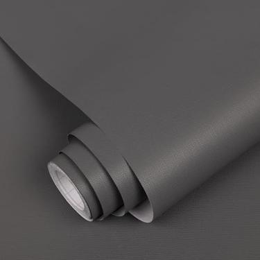 Imagem de Abyssaly Papel de contato cinza, papel de parede sólido para cainets, papel de parede de vinil autoadesivo e removível para móveis de cozinha 39,9 cm × 197 pol