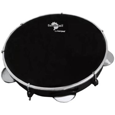 Imagem de Pandeiro Liverpool Sambrasil Premium 10 Preto C/ Pele Preta