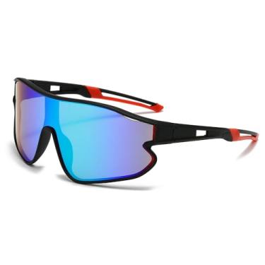 Imagem de JOVAKIT Óculos de sol de beisebol infantil para meninos e meninas de 6 a 16 anos, óculos de sol de beisebol juvenil, UV400, óculos de sol esportivos para ciclismo, 01 Espelhado preto/verde