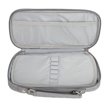 Imagem de Estojo de Lápis de Grande Capacidade Com Design de Alça, Bolsa de Caneta de Lona de Camada Dupla Durável para Viagens Escolares de Escritório, Bolsa Prática de Estudante (Cinza)