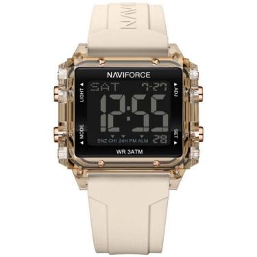 Imagem de Relógio Esportivo Feminino Quadrado Digital Pulseira De Silicone Bege