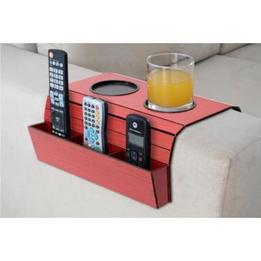 Imagem de Bandeja Esteira Pra Sofá Porta Copos E Controle Cor Vermelho - Artesan