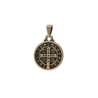 Imagem de Pingente Medalha De São Bento Dourada Ouro Velho - FORNECEDOR 1