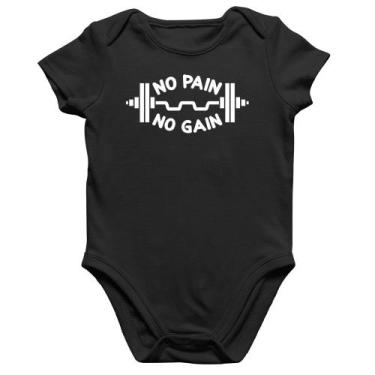 Imagem de Body Bebê Algodão No Pain No Gain - Foca na Moda, Preto, P