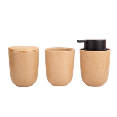 Imagem de Kit para Banheiro em Cerâmica Reativo OU - Yoi, Caramelo