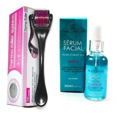 Imagem de Kit Microagulhamento: Dermaroller + Sérum Facial de Ácido Hialurônico 