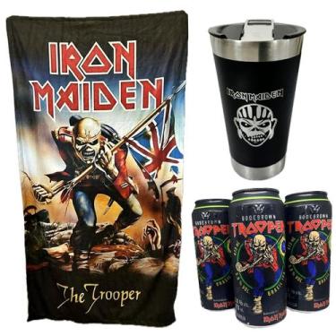 Imagem de Kit Iron Maiden 3 Cervejas Trooper + Toalha + Copo 500ml