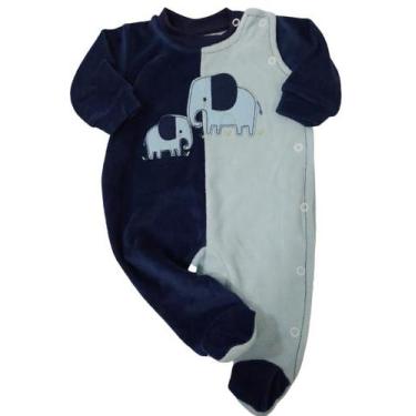 Imagem de Macacão Plush Bordado Bebê Menino Chuquinha Inverno Rf 2877, Azul, RN 