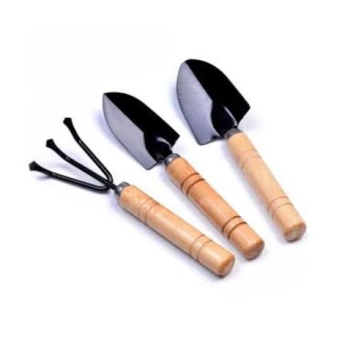 Imagem de Kit Ferramentas para Jardinagem Pazinhas Rastelo Metal 3 Peças - Top h