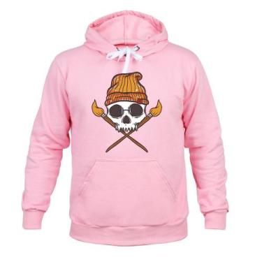 Imagem de Moletom 100% Algodão Quente Caveira Vasoura - Surprass, Rosa, P