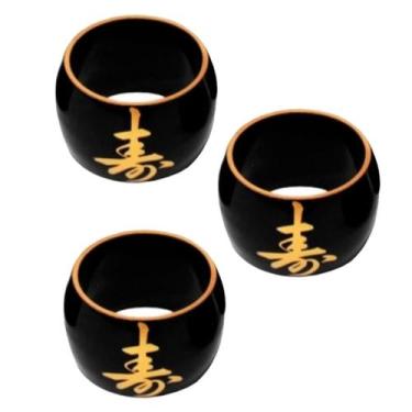Imagem de Kit C/3 Porta Guardanapo Preto C/ Ideograma Japonês Dourado - AC