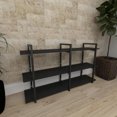 Imagem de Mini estante industrial para escritório aço cor preto prateleiras 30 c