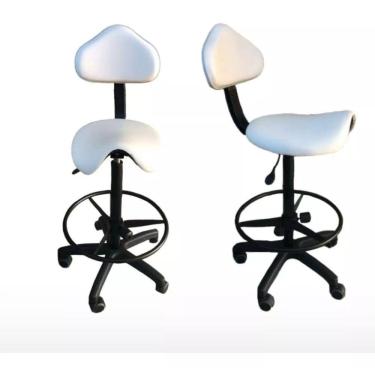 Imagem de Cadeira sela verona caixa alta com aro com base rodízio corano branco