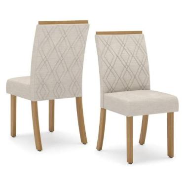 Imagem de Kit 2 Cadeiras Vita Estofadas com Tecido Suede - Nature/Linho - Henn, 