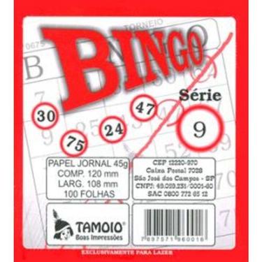 Imagem de Cartela De Bingo Tamoio Jornal PACK COM 15 UNIDADES