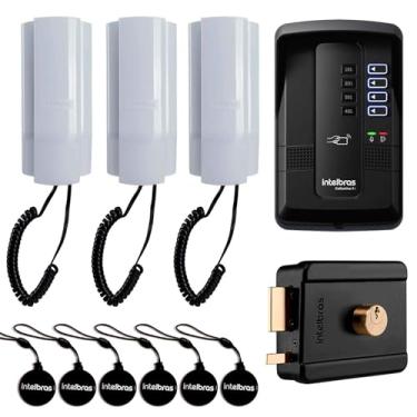 Imagem de Porteiro Eletrônico Coletivo 4 Pontos Intelbras Collective 4i + 6 Chaveiros XID 1000 + 3 Interfones TDMI 300 + Fechadura Elétrica FX 500 Intelbras