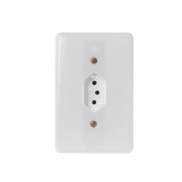 Imagem de Tomada Fixa de Embutir Bipolar 2P + T 10A 250V Ilumi