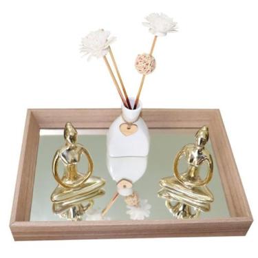 Imagem de Bandeja Espelhada Decorativa Retangular 23x33cm - RR Decor, Marfim