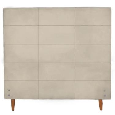 Imagem de Cabeceira Raissa 1,58 Cm Para Cama Box Suede Bege - Maitê Moda Casa