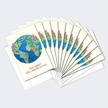 Imagem de Tree-Free Greetings Pacote com 12 cartões de notas ecológicos, feitos nos EUA, 100% papel reciclado ECOnotes 10 x 15 cm You Mean the World (FS65352)