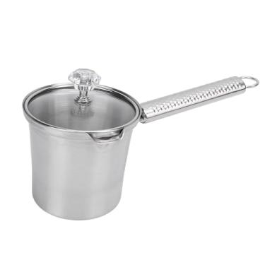 Imagem de Jarro de Espuma de Leite de Aço Inoxidável, Espresso Cappuccino Latte Art Alça Longa Copo de chá Fumegante Com Tampa, Jarro de Espuma de Leite Multifuncional para Cafés, (300ML)