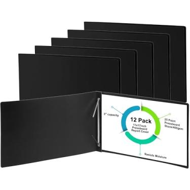 Imagem de gisgfim 12 peças de 28 x 43 cm, capa de relatório de prancheta, capacidade de 7,6 cm, fixador de papel com pinos metálicos com pasta de apresentação de compressor para encadernar perfeitamente
