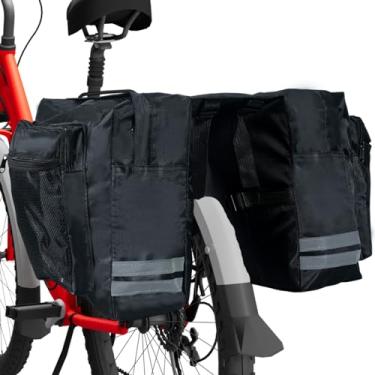 Imagem de UXPEYIC Cestos de bicicleta, saco de deslocamento de bicicleta resistente à água com acabamento reflexivo, bolsa de selim de bicicleta de grande capacidade para rack traseiro de bicicleta