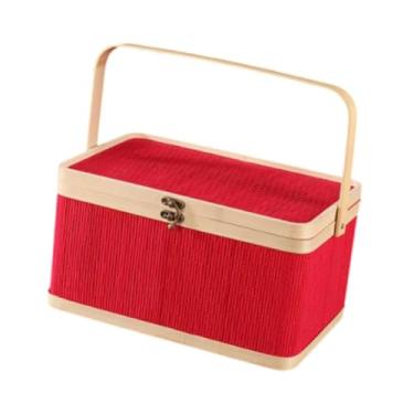 Imagem de Bothyi Cesta de Tecido de Bambu Cesta de Armazenamento de Alimentos Cesta de Compras Multifuncional Handwoven Cesta de Embalagem de Presente para Mooncake, 30cmx20cmx16cm