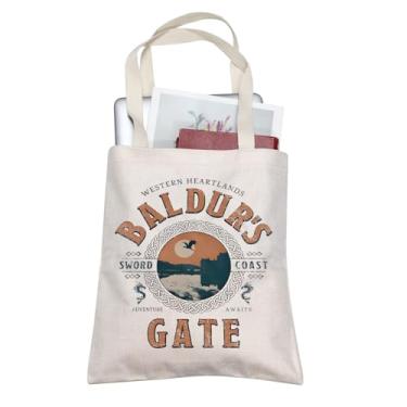 Imagem de TOBGBE BG3 Astarion Game Gift BG3 Adventure Awaits Bolsa de compras inspirada em lona BG3 Gamer Gift Astarion Merchandise, Off White, Adventure Awaits