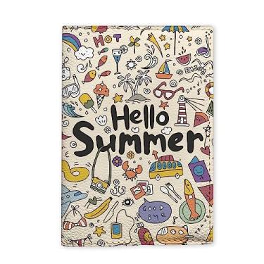 Imagem de Capa para passaporte infantil, suporte de passaporte de couro vegano para crianças, presente de aniversário para meninos e meninas, Hello Summer, Livro