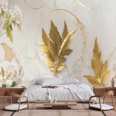 Imagem de Lcythiazole Murais de papel de parede de plantas verdes tropicais de tamanho personalizado, decalques de parede grandes, papel de parede autoadesivo removível para descascar e colar.