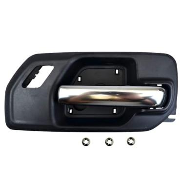 Imagem de PT Auto Warehouse GM-2552RA-FR - Maçaneta interna interna interna da porta, caixa preta com alavanca de acabamento cromado acetinado - Frente direita (lado do passageiro) (substitui 84522625)