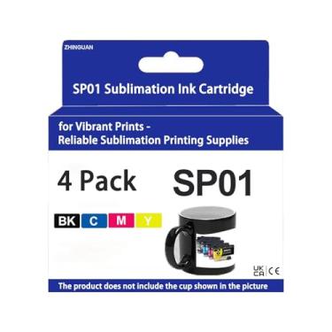 Imagem de ZHINGUAN Cartucho de tinta de sublimação SP01 SP-1 SP1 para SP01BK SP01C SP01M SP01Y Funciona para impressora jato de tinta por sublimação SP-1 (pacote com 4)