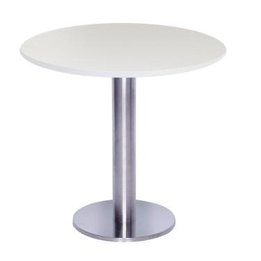 Imagem de Mesa Beta Big em Inox 75 cm (Altura) com Disco Redondo com Tampo em MDP Redonda 80 cm Cor Branco