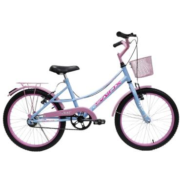Imagem de Saidx Bike, Bicicleta Belinha Feminina, Aro 20 em Alumínio, Freios V-Brake Dianteiro e Traseiro, Quadro em aço e Cesta (Azul Claro)