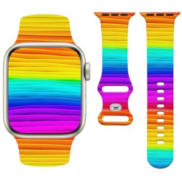 Imagem de Watbro Pulseira de relógio de férias compatível com Apple Watch de 38 mm, 40 mm, 41 mm, 42 mm, 44 mm, 45 mm e 49 mm, feminina e masculina, design de pulseira esportiva fofa de silicone macio para