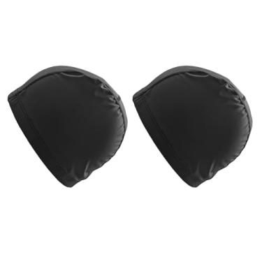 Imagem de TRADERPLUS 2 toucas de natação de tecido PU touca de banho elástica para homens e mulheres (preto) 2)
