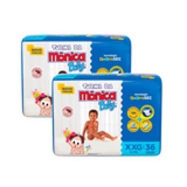 Imagem de Fralda Turma da Mônica Baby Qu4troSec Tam. XXG - 13 a 17kg kit 02 paco