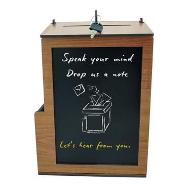 Imagem de Shumei Caixa bloqueável para sugestões de voto, opiniões e dicas - de madeira, ideal para escritórios, centros comunitários, bares e salões de banquetes